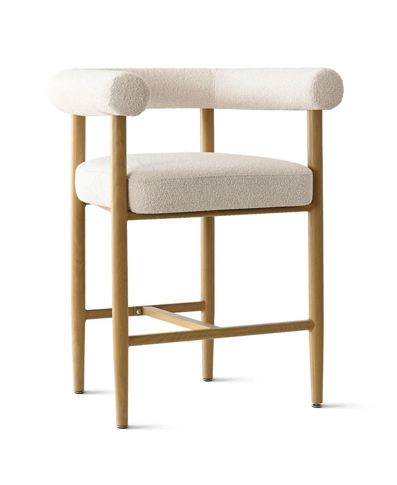 Maison Boucle 24" Counter Height Bar Stools with Arms, Metal Legs, Set of 2