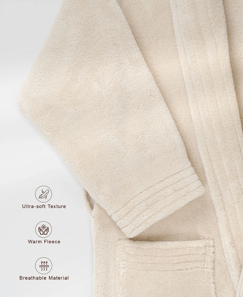 American Soft Linen Unisex Luxury Hotel Spa Warm Shawl Collar Plush Fleece Bath Robe