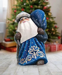 G.DeBrekht Woodcarved and Hand Painted Santa Snow Day Yuletide with Bag Figurine
