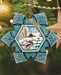 G.DeBrekht Hand Painted Scenic Ornament Robin Snowfall