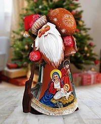 G.DeBrekht Woodcarved Hand Painted Nativity Santa Figurine