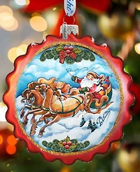 G.DeBrekht Sleigh Ride Flower Glass Ornament