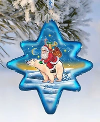 G.DeBrekht Ride to North Pole Santa Glass Ornament