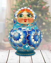 G.DeBrekht Flower In Blue 10 Piece Russian Matryoshka Nested Doll Set