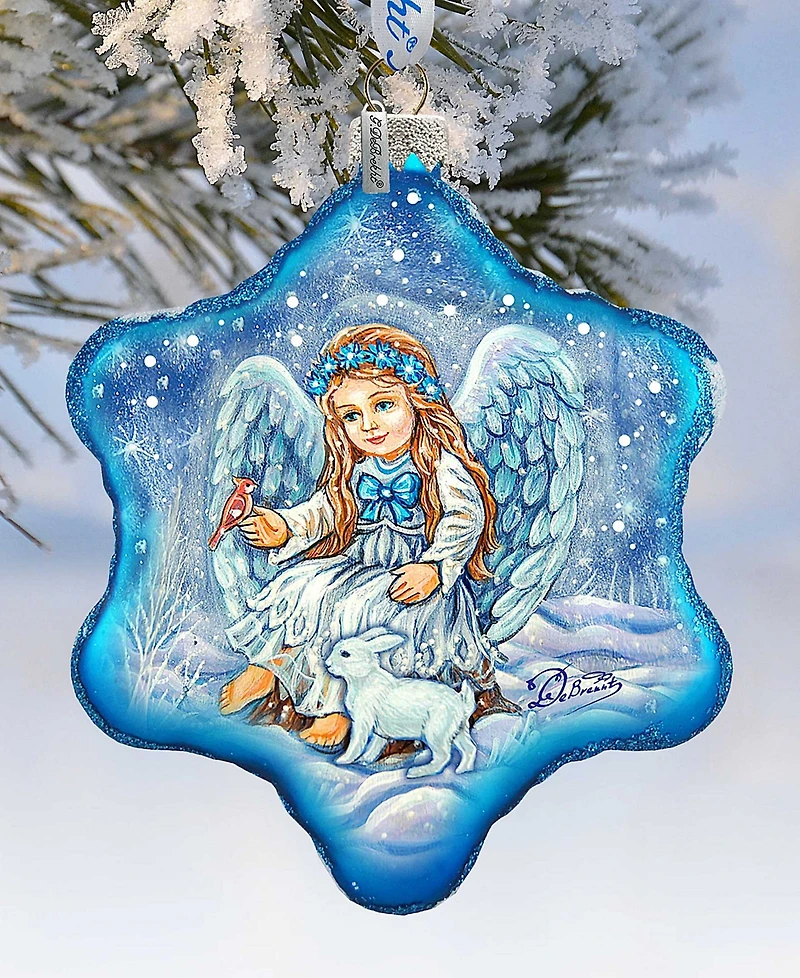 G.DeBrekht Baby Angel with Bunny Holiday Splendor Glass Ornament