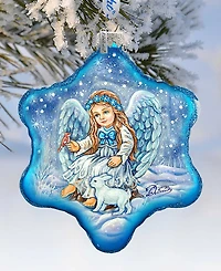 G.DeBrekht Baby Angel with Bunny Holiday Splendor Glass Ornament