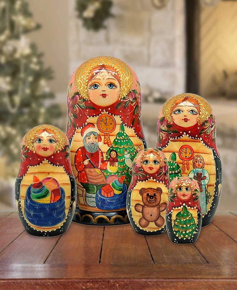 G.DeBrekht Night Before Christmas 5 Piece Russian Matryoshka Nested Doll