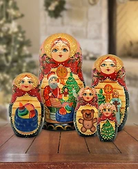 G.DeBrekht Night Before Christmas 5 Piece Russian Matryoshka Nested Doll