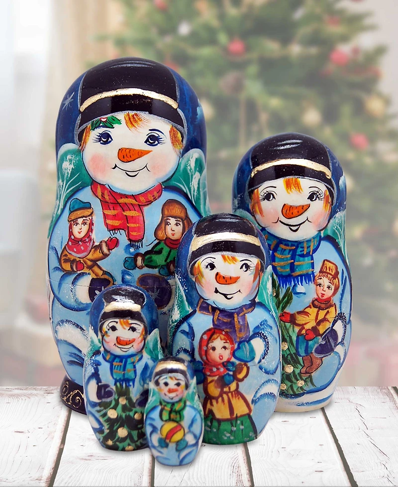 G.DeBrekht Mr. Snowman 5 Piece Russian Matryoshka Nested Doll Set
