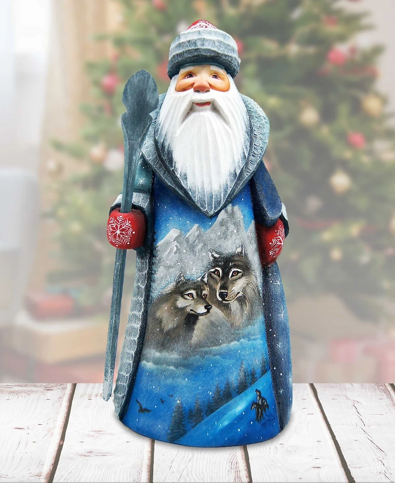 G.DeBrekht Woodcarved Hand Painted Nutcracker Santa Figurine