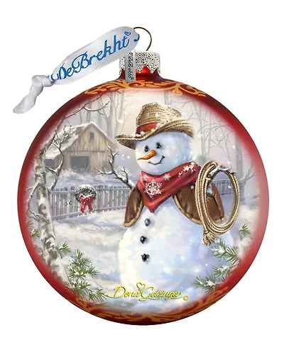 G.DeBrekht Cowboy Snowman Glass Ornament 2 by Dona Gelsinger