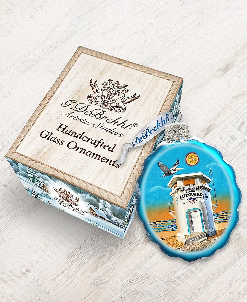 G.DeBrekht Laguna Beach Tower Hand Painted Glass Ornament