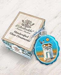 G.DeBrekht Laguna Beach Tower Hand Painted Glass Ornament