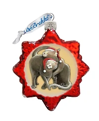 G.DeBrekht Christmas Cuddling Kitties Hand Painted Glass Ornament