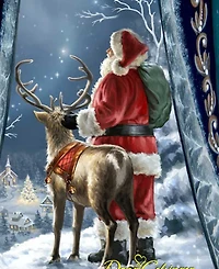 G.DeBrekht Woodcarved Hand Painted Starry Night Santa by Donna Gelsinger Figurine