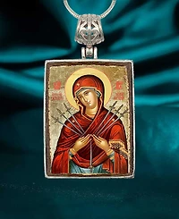 G.DeBrekht Virgin Mary of the Seven Swords Religious Holiday Jewelry Necklace Monastery Icons