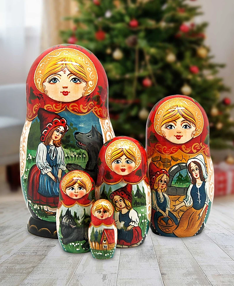 G.DeBrekht 5 Piece Riding Hood Russian Matryoshka Nested Doll Set