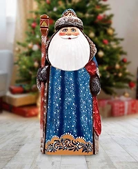 G.DeBrekht Woodcarved and Hand Painted Santa Twinkle-Yuletide Blue Santa Figurine