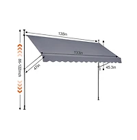 Sugift 138 x 47 in Retractable Patio Awning Sunshade Shelter Manual Crank Adjustable Height