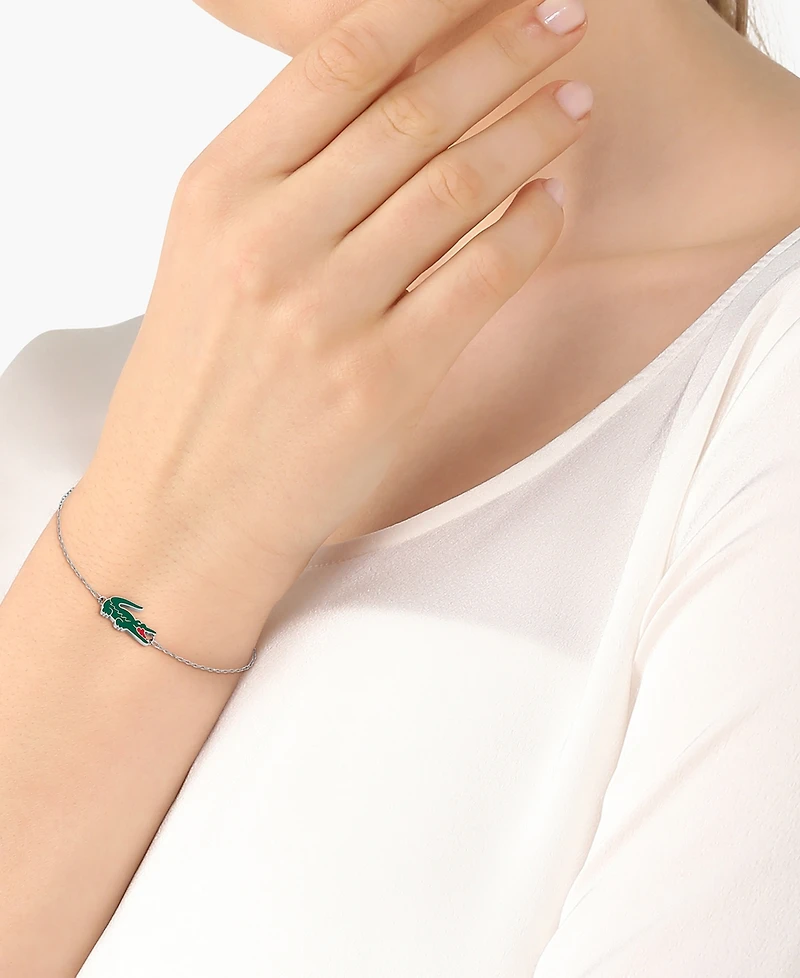 Lacoste Crocodile Silver Tone Stainless Steel Bracelet