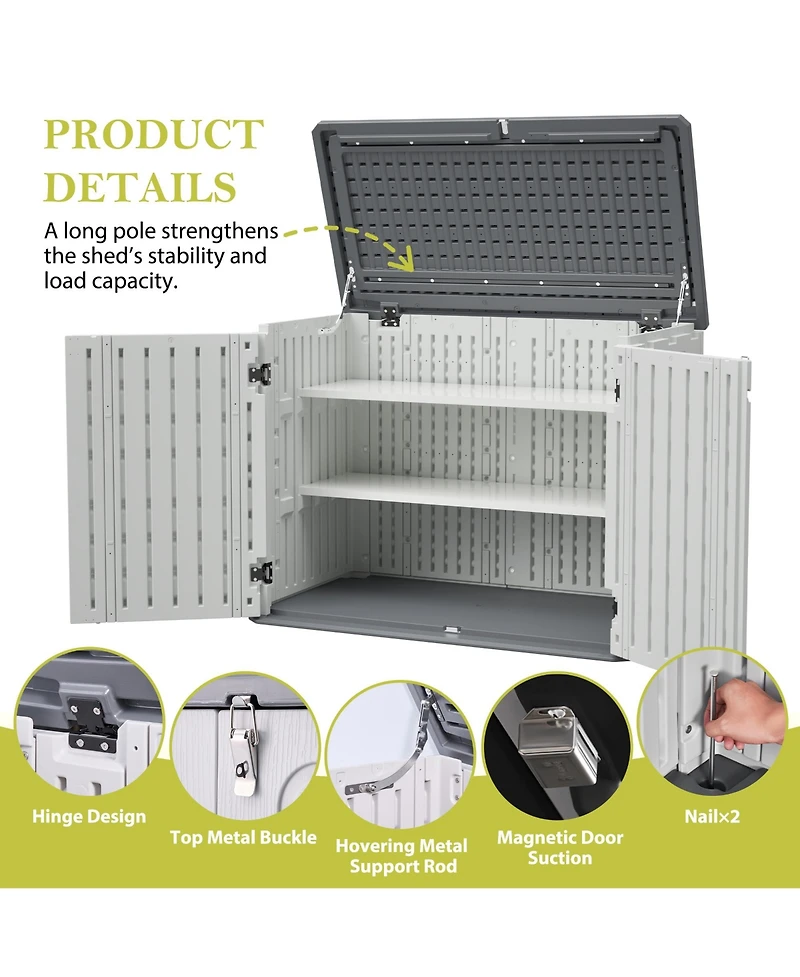 sumyeg 28 Cu. Ft. Lockable Outdoor Storage Cabinet Shed with Removable Shelf