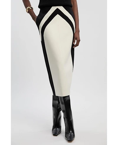 Karen Millen Women's Colour Block Pencil Midi Skirt