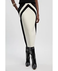 Karen Millen Women's Colour Block Pencil Midi Skirt