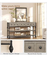 gaomon 53" 3-Tier 3-Drawer Console Sofa Table (Hallway/Living Room