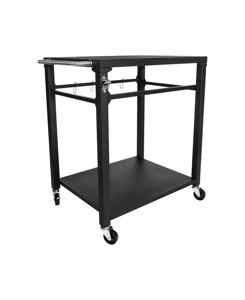 Flynama 2-Tier Outdoor Grill Cart with Locking Wheels and Tool Hooks