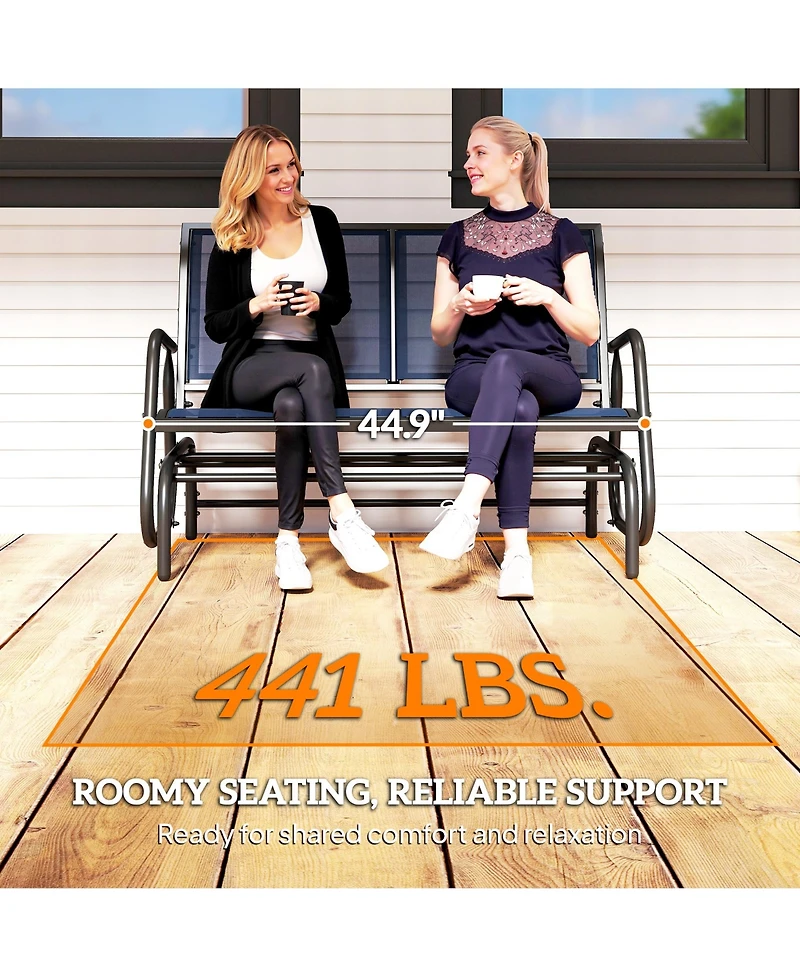 Outsunny 2-Person Patio Glider Bench Rocking Chair Loveseat w/ Armrest