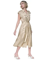 Dkny Women's Collared Neck Twinkle Cargo Dress