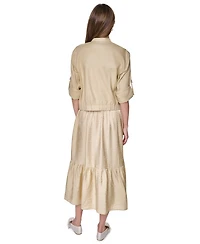 Dkny Women's Roll Tab Linen Bomber Jacket