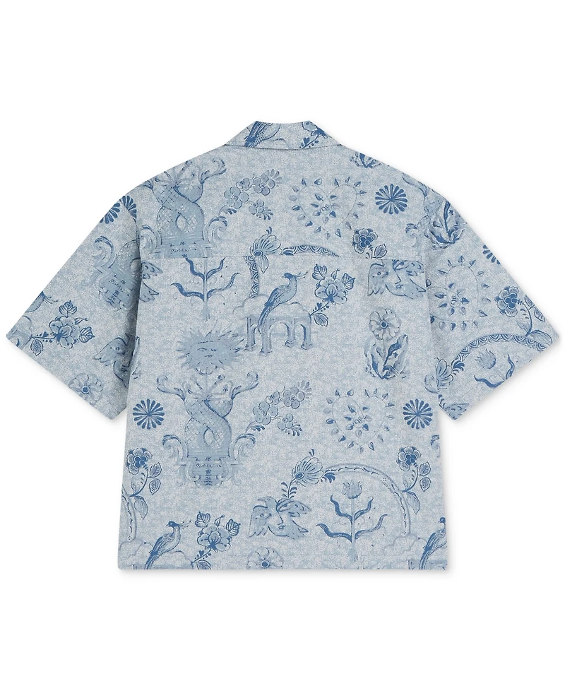 Scotch & Soda Men's Jacquard Spread Collar Short-Sleeve Shirt