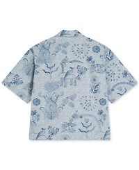 Scotch & Soda Men's Jacquard Spread Collar Short-Sleeve Shirt