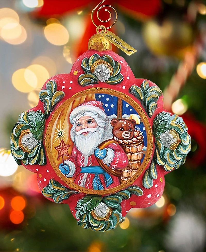 G.DeBrekht Hand Painted Scenic Ornament Gift Giver Santa