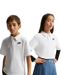 Nike Big Boys' and Girls' Sportswear Club Knit Short-Sleeve Polo Buttoned-Up T-Shirt