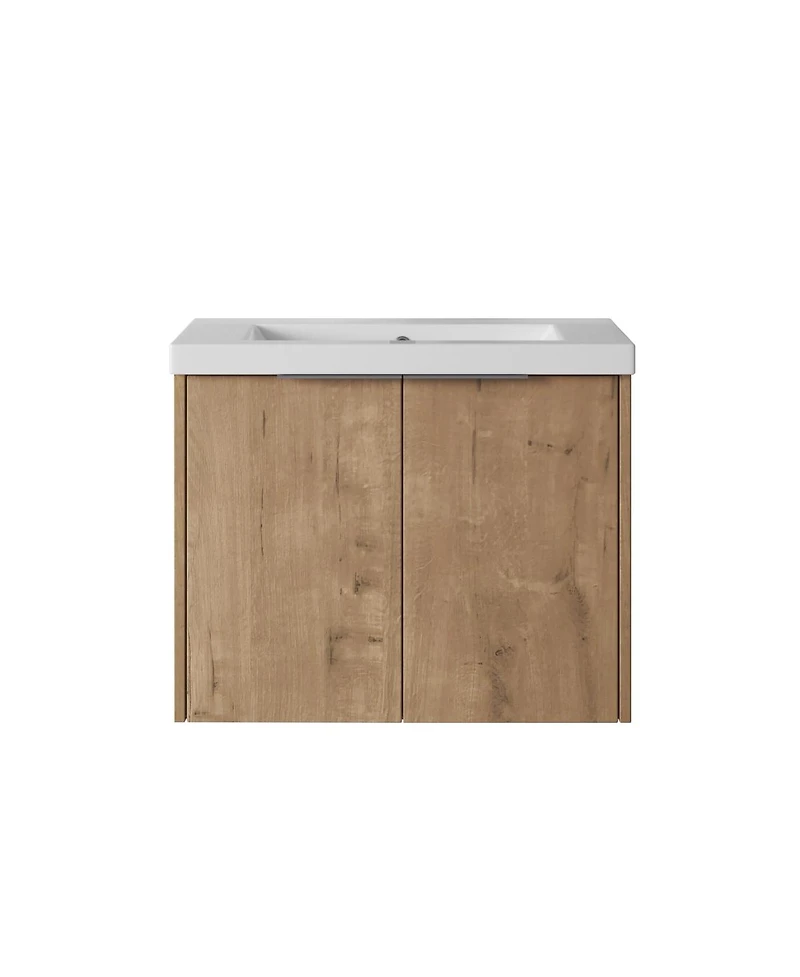 Sillysis Floating Bathroom Vanity with Resin Sink, Modern Plywood Cabinet