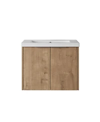Sillysis Floating Bathroom Vanity with Resin Sink, Modern Plywood Cabinet