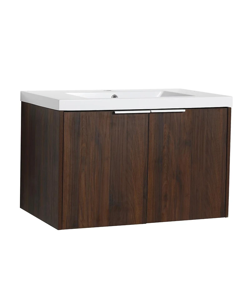 Sillysis Floating Bathroom Vanity with Resin Sink, Modern Plywood Cabinet