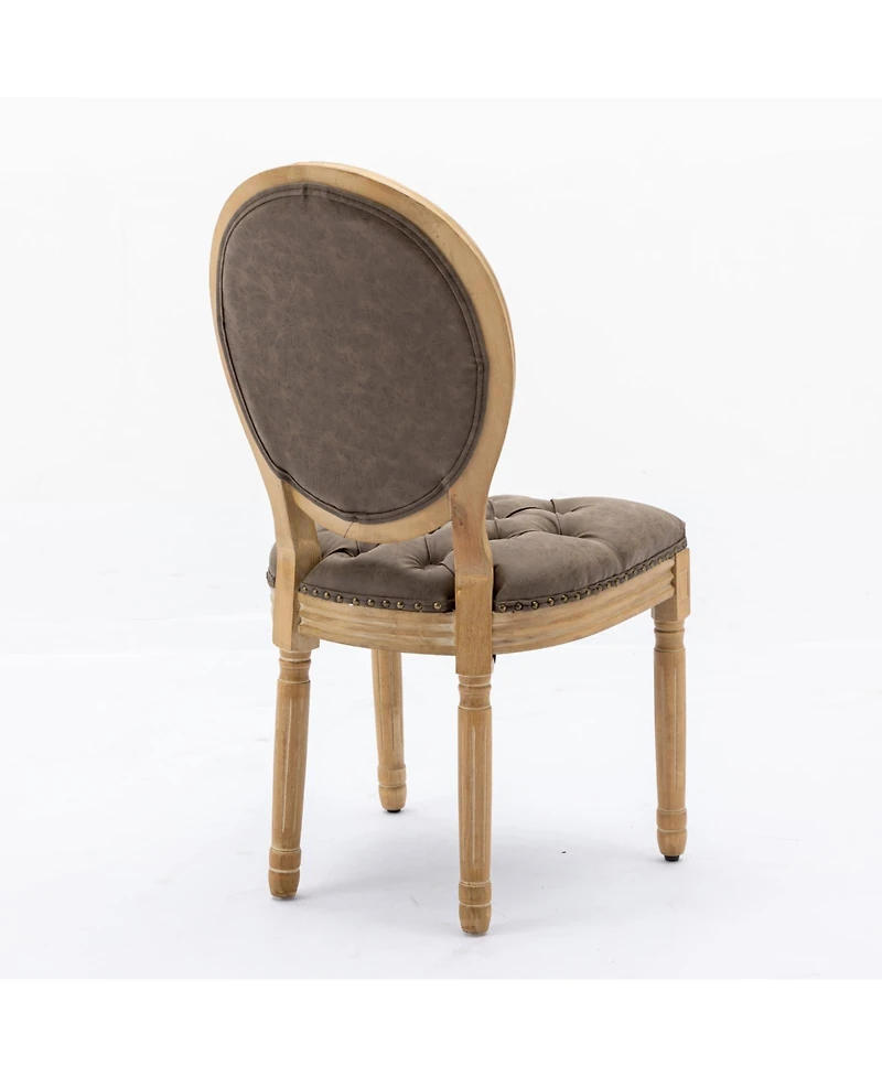 sumyeg French Style Solid Wood Frame Dining Chair with Pu Leather Upholstery and Nailhead Trim Set of 2