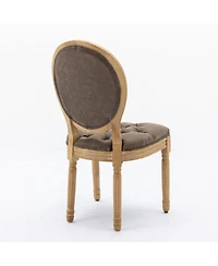 sumyeg French Style Solid Wood Frame Dining Chair with Pu Leather Upholstery and Nailhead Trim Set of 2