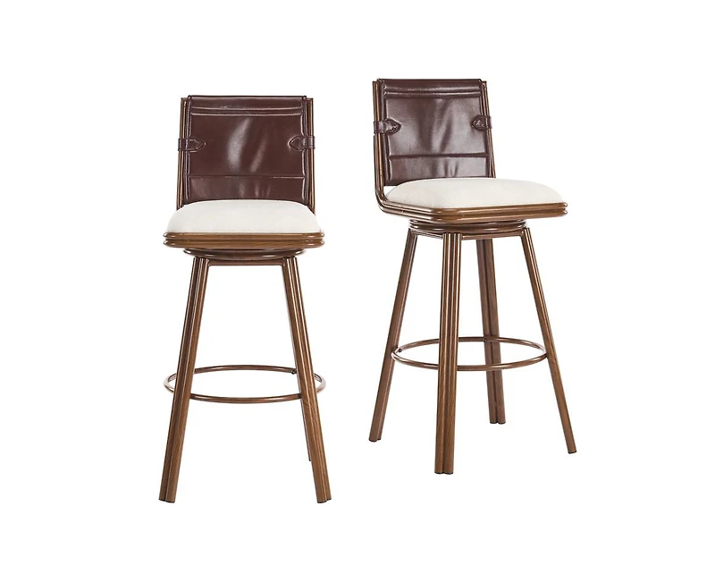 sumyeg Upholstered Swivel Bar Stool with Metal Frame and Padded Seat Set of 2