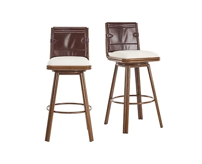 sumyeg Upholstered Swivel Bar Stool with Metal Frame and Padded Seat Set of 2
