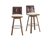 sumyeg Upholstered Swivel Bar Stool with Metal Frame and Padded Seat Set of 2