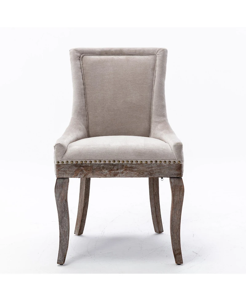 sumyeg Ultra Side Dining Chair with Upholstered Fabric Seat Solid Wood Legs and Nailhead Trim Set of 2