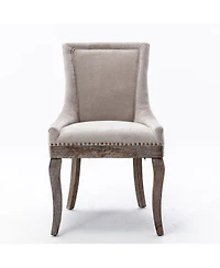 sumyeg Ultra Side Dining Chair with Upholstered Fabric Seat Solid Wood Legs and Nailhead Trim Set of 2