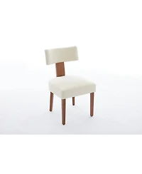 sumyeg Modern Armless Dining Chairs with Linen Fabric Curved Back and Solid Wood Legs Set of 2