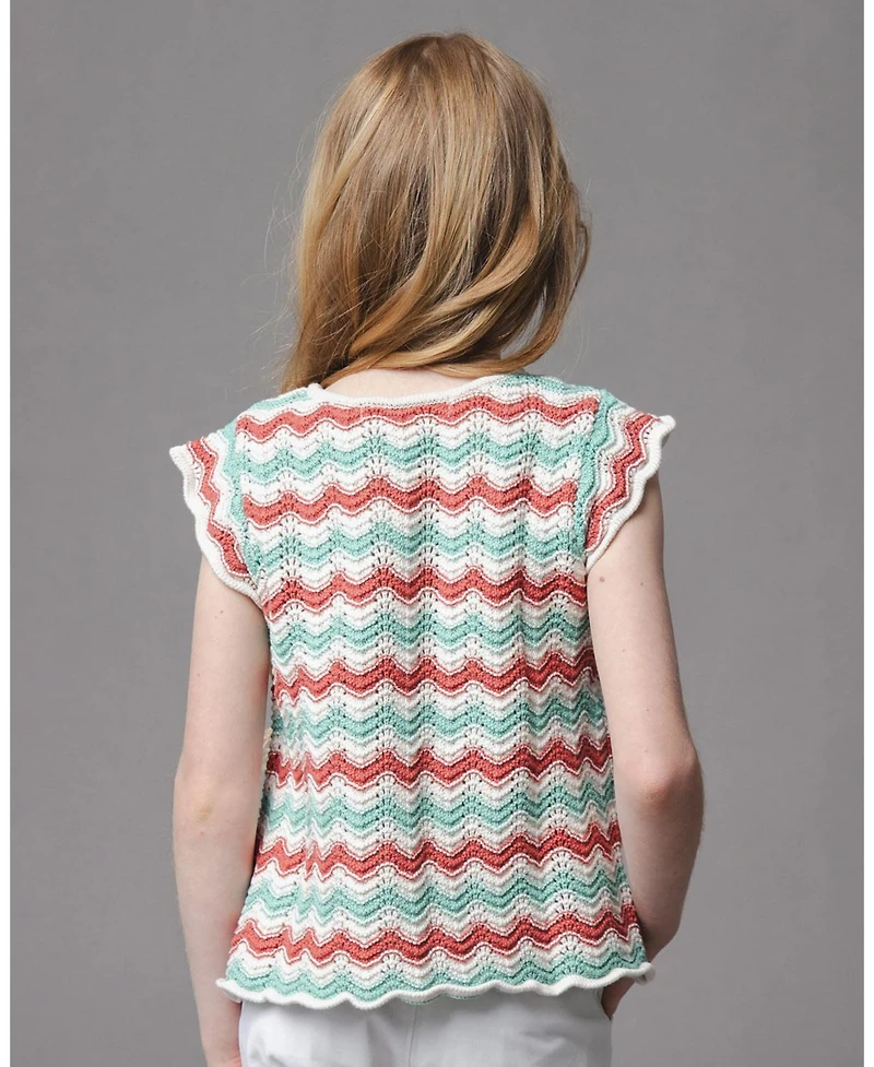 Hope & Henry Girls and Organic Flutter Sleeve Sweater Top