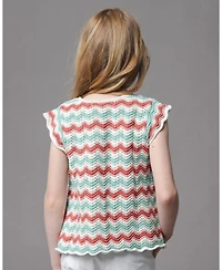 Hope & Henry Girls and Organic Flutter Sleeve Sweater Top