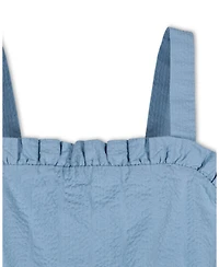 Hope & Henry Little Girls and Organic Ruffle Edge Seersucker Apron Dress